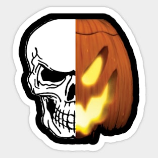 skull and pumpkin face Sticker